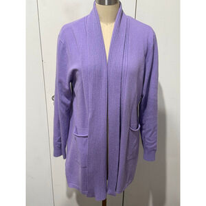 Women's Unbranded Purple Open Front ribbed shawl collar Cardigan Sweater
